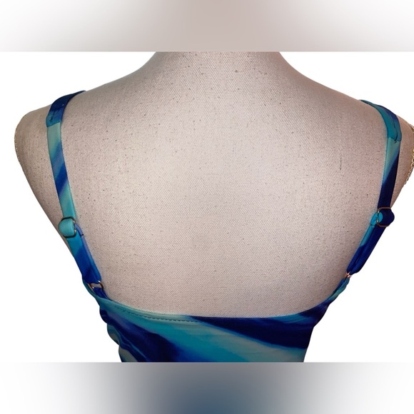 Trimshaper Swimsuit Tummy Control, Ruched F. Panel, Adj. Straps Blu/Pur SZ 12 - Picture 3 of 11